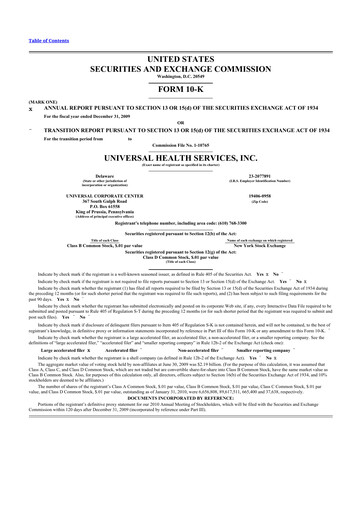 Thumbnail Universal Health Services
 10-K Annual Report 