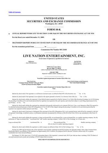 Thumbnail Live Nation
 10-K Annual Report 