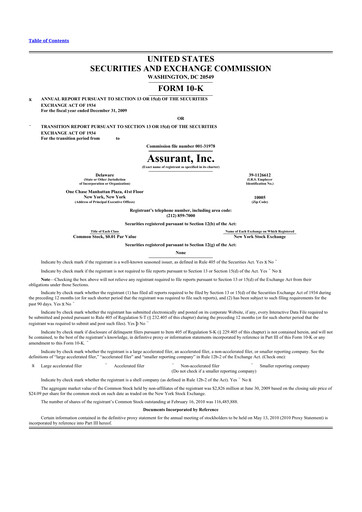 Thumbnail Assurant 10-K Annual Report 