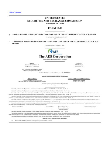 Thumbnail AES 10-K Annual Report 