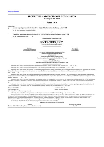 Thumbnail Entegris 10-K Annual Report 