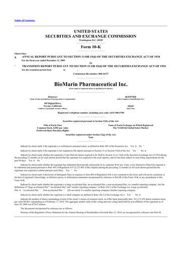 Thumbnail BioMarin Pharmaceutical 10-K Annual Report 