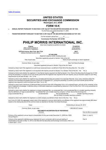 Thumbnail Philip Morris International 10-K Annual Report 