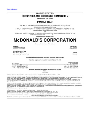 Thumbnail McDonald 10-K Annual Report 