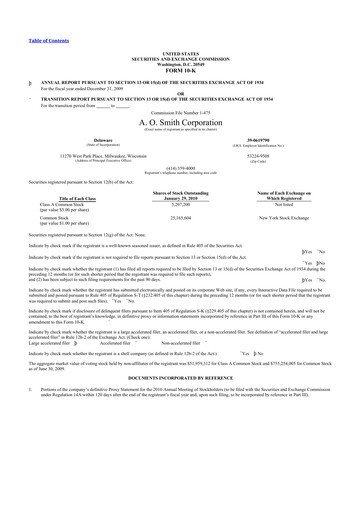 Thumbnail A. O. Smith 10-K Annual Report 