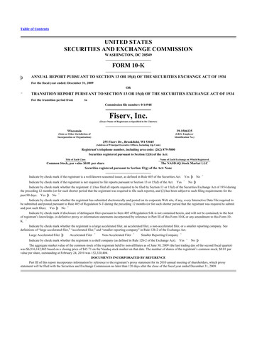 Thumbnail Fiserv 10-K Annual Report 