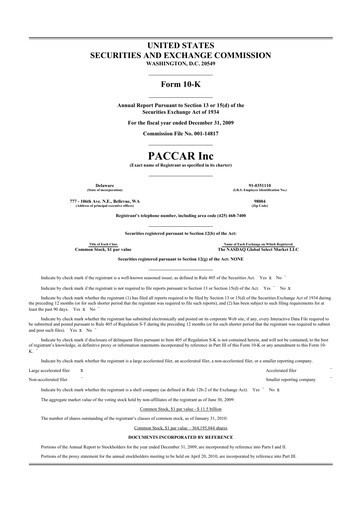 Thumbnail Paccar 10-K Annual Report 