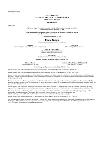 Thumbnail Unum 10-K Annual Report 