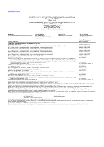 Thumbnail Morgan Stanley 10-K Annual Report 