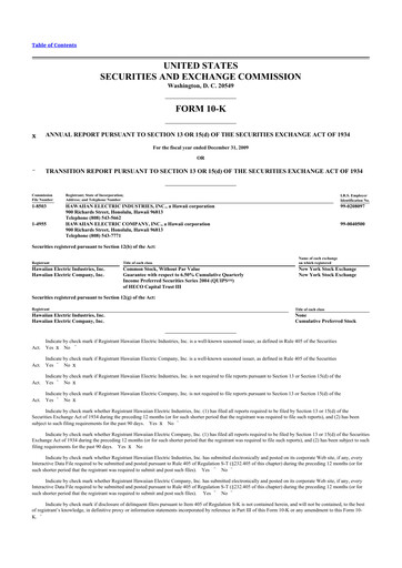 Thumbnail Hawaiian Electric Industries 10-K Annual Report 