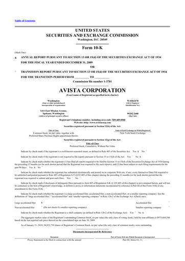 Thumbnail Avista
 10-K Annual Report 