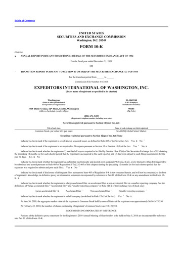 Thumbnail Expeditors International 10-K Annual Report 