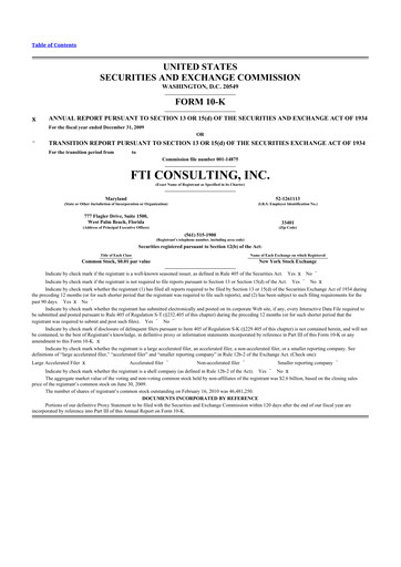 Thumbnail FTI Consulting 10-K Annual Report 