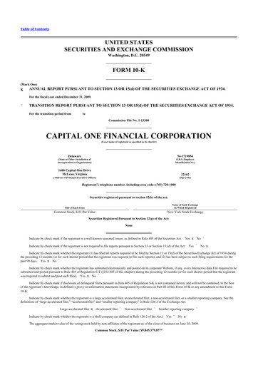 Thumbnail Capital One 10-K Annual Report 