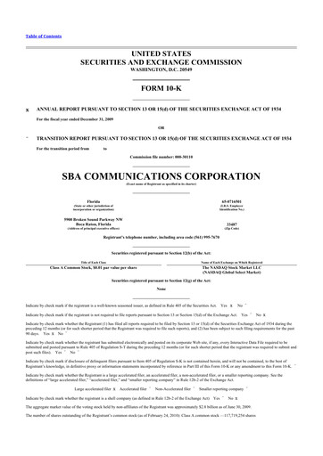 Thumbnail SBA Communications 10-K Annual Report 