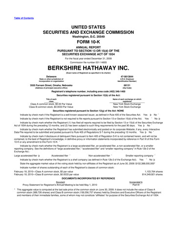 Thumbnail Berkshire Hathaway  10-K Annual Report 