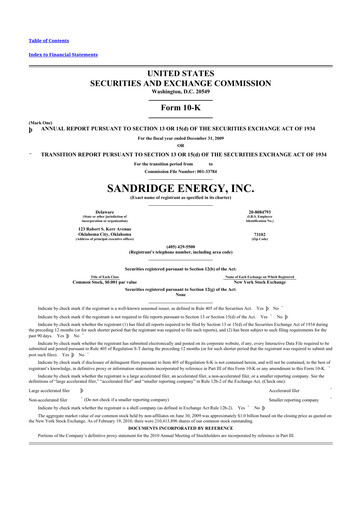 Thumbnail SandRidge Energy
 10-K Annual Report 