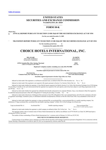 Thumbnail Choice Hotels International 10-K Annual Report 