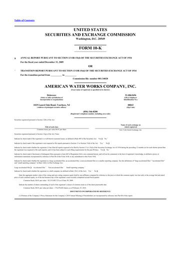 Thumbnail American Water 10-K Annual Report 