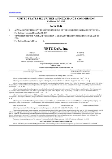 Thumbnail NETGEAR 10-K Annual Report 