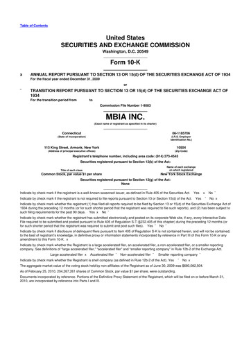 Thumbnail MBIA 10-K Annual Report 
