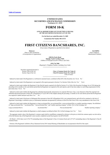 Thumbnail First Citizens BancShares
 10-K Annual Report 