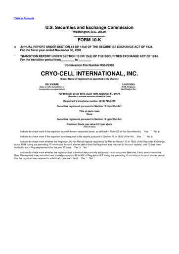 Thumbnail Cryo-Cell International 10-K Annual Report 