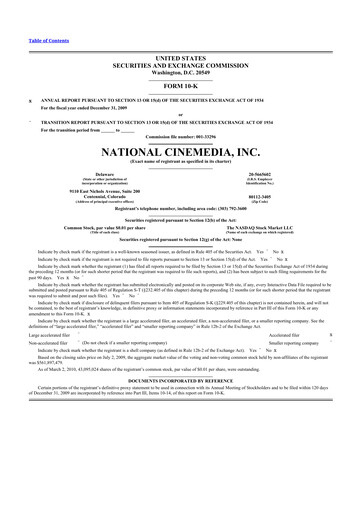 Thumbnail National CineMedia 10-K Annual Report 