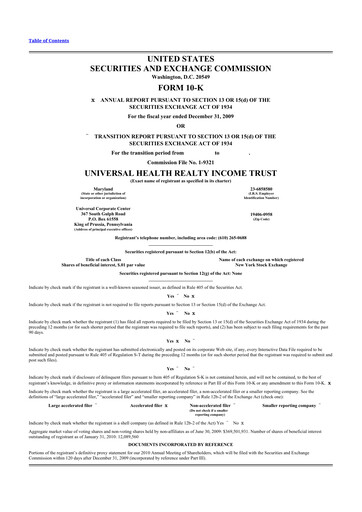 Thumbnail Universal Health Realty Income Trust 10-K Annual Report 