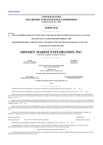 Thumbnail Odyssey Marine Exploration 10-K Annual Report 