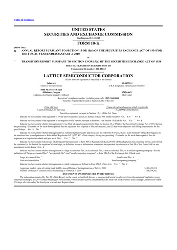 Thumbnail Lattice Semiconductor 10-K Annual Report 