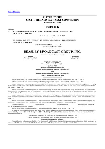 Miniature Beasley Broadcast Group
 10-K Rapport annuel 