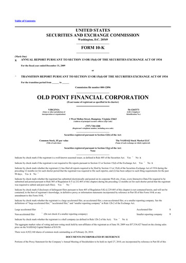 Thumbnail Old Point Financial 10-K Annual Report 