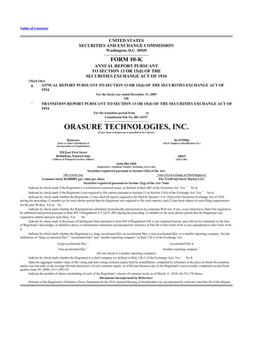 Thumbnail OraSure Technologies 10-K Annual Report 