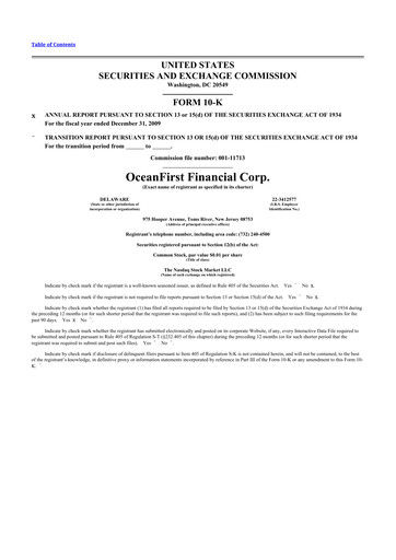 Thumbnail OceanFirst Financial 10-K Annual Report 