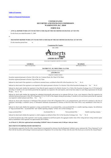 Thumbnail Ameris Bancorp
 10-K Annual Report 