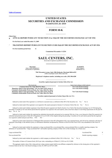 Thumbnail Saul Centers 10-K Annual Report 