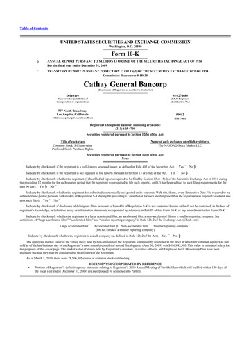 Thumbnail Cathay General Bancorp 10-K Annual Report 