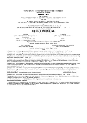 Thumbnail Cohen & Steers 10-K Annual Report 