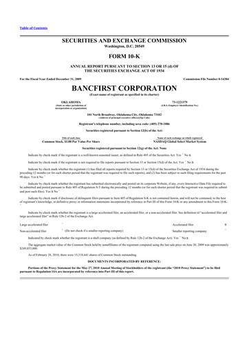 Thumbnail BancFirst 10-K Annual Report 