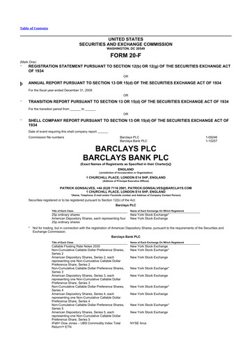 Vorschaubild Barclays 20-F Jahresbericht 