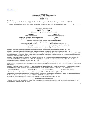 Thumbnail Gap Inc.
 10-K Annual Report 