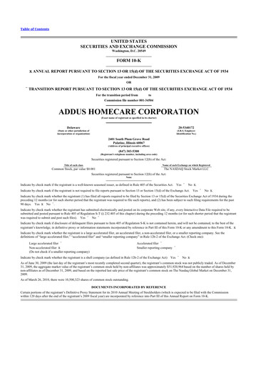 Thumbnail 
Addus HomeCare 10-K Annual Report 