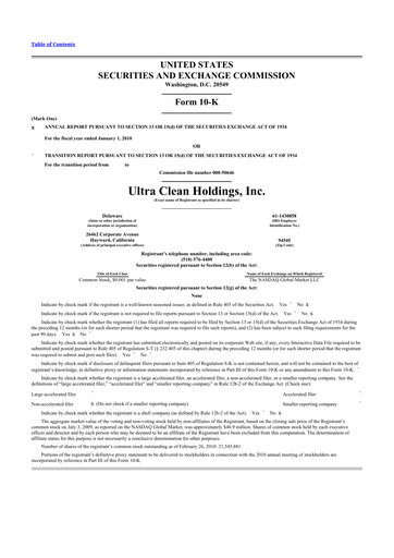 Thumbnail UCT (Ultra Clean Holdings) 10-K Annual Report 
