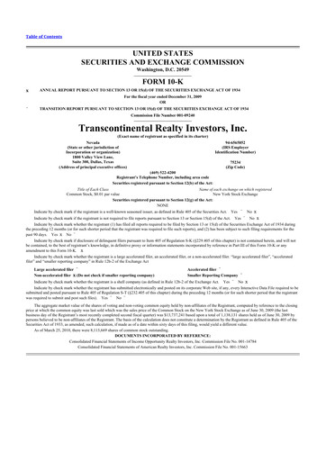 Thumbnail Transcontinental Realty Investors 10-K Annual Report 