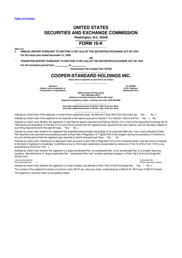 Thumbnail Cooper Standard 10-K Annual Report 