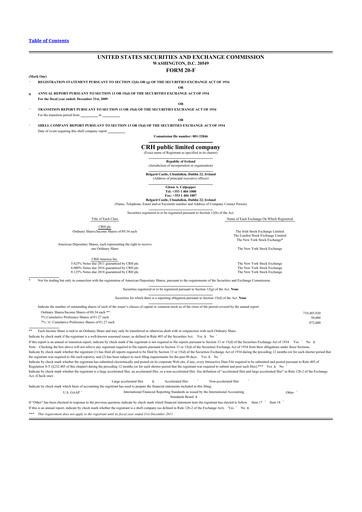 Thumbnail Cement Roadstone Holding
 20-F Annual Report 