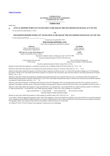 Thumbnail Williams-Sonoma 10-K Annual Report 