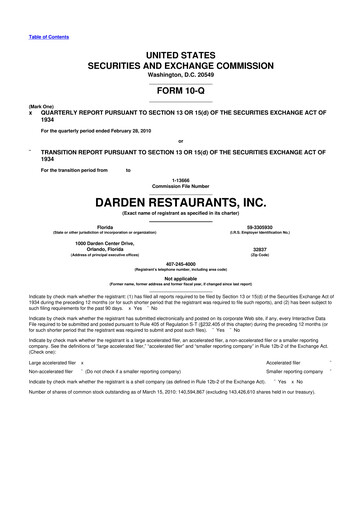 Vorschaubild Darden Restaurants
 10-Q Quartalsbericht  