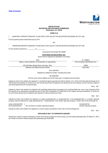 Miniature Worthington Enterprises 10-Q Rapport trimestriel  